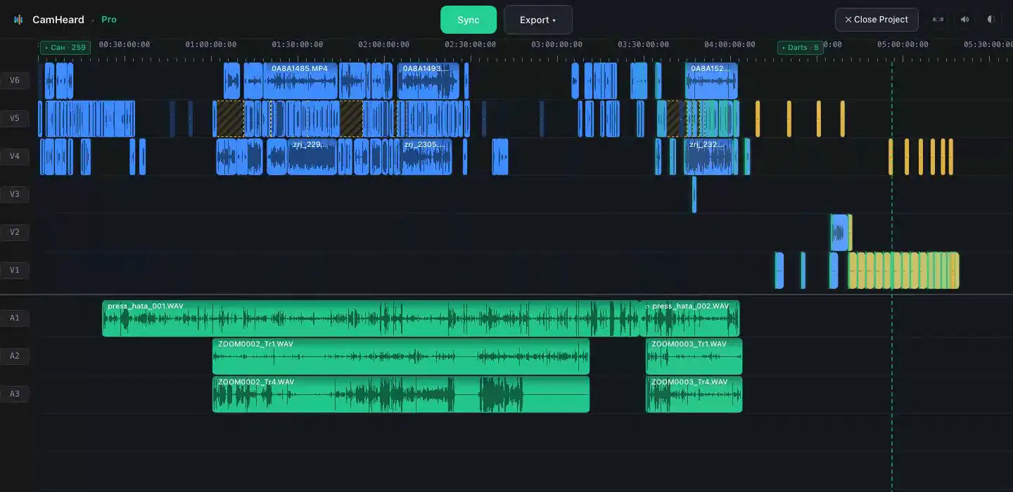 Animazione: attivazione dell’interruttore Unplaced clips in shooting order, le clip oro si spostano dalla fine alle posizioni secondo la logica della ripresa