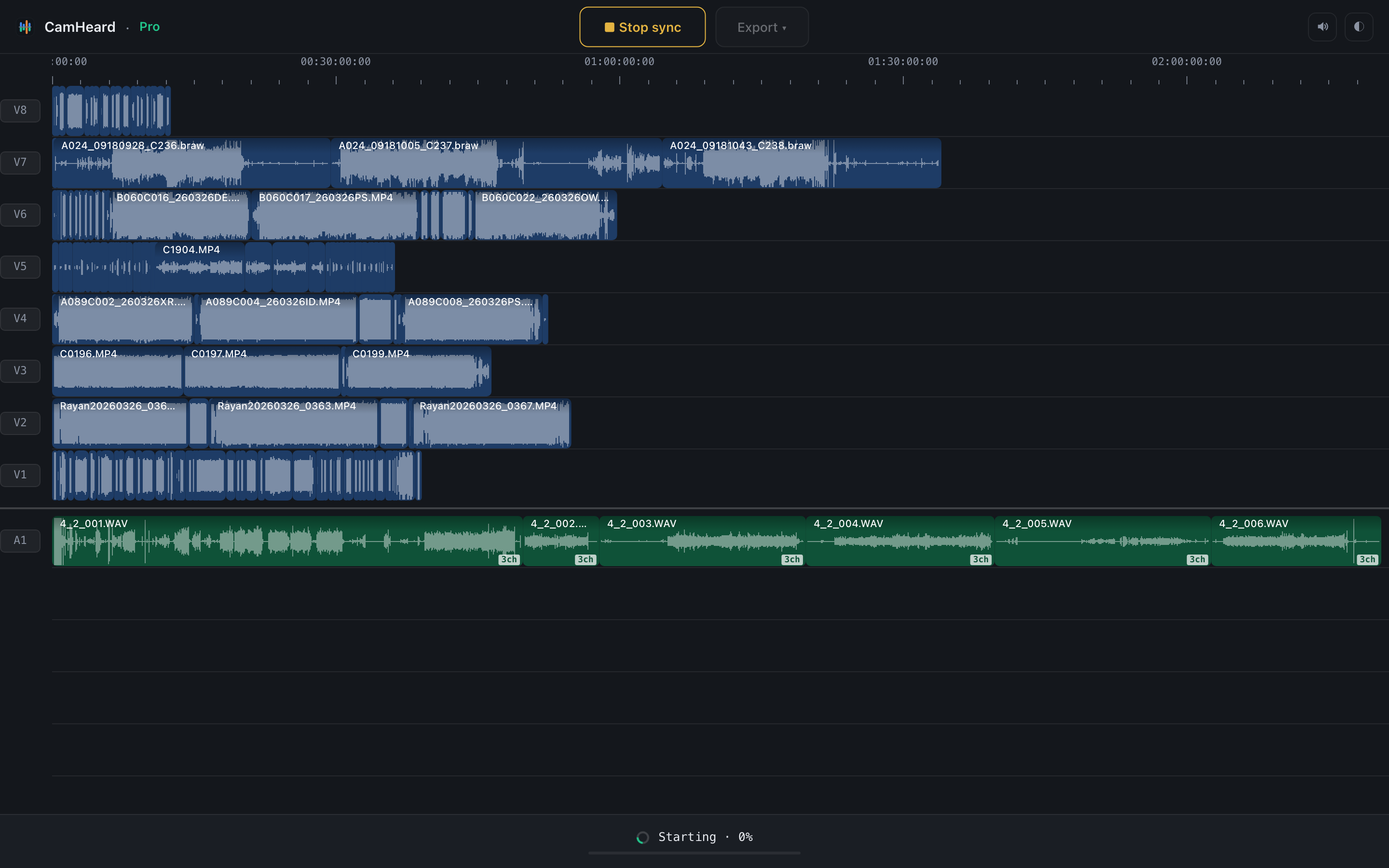 Der Sync bei der Arbeit: die Zeile unten zeigt die Stufe Decoding audio und einen Prozentwert