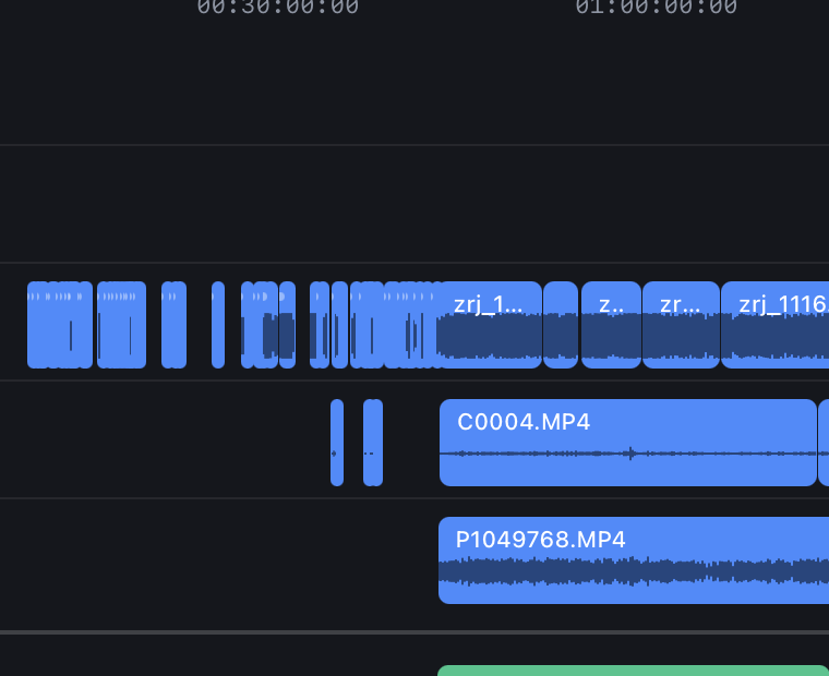 The first half hour: one camera running, the two tracks above empty